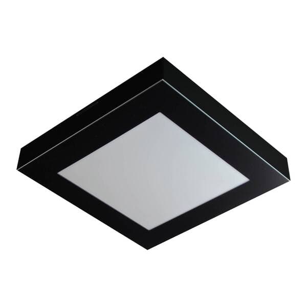 Plafon de Sobrepor Led Quadrado Valencia de 25W - 36X36 cm Preto - 3000K - Bivolt - Luz Amarela