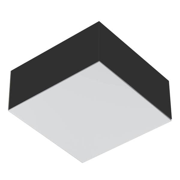 Plafon de Sobrepor Quadrado Valencia Preto para 01 Lâmpadas Bulbo Led E-27 - 18X18 cm