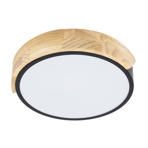 Plafon LED Redondo Preto 23cm Madeira Inspiration Hevvy