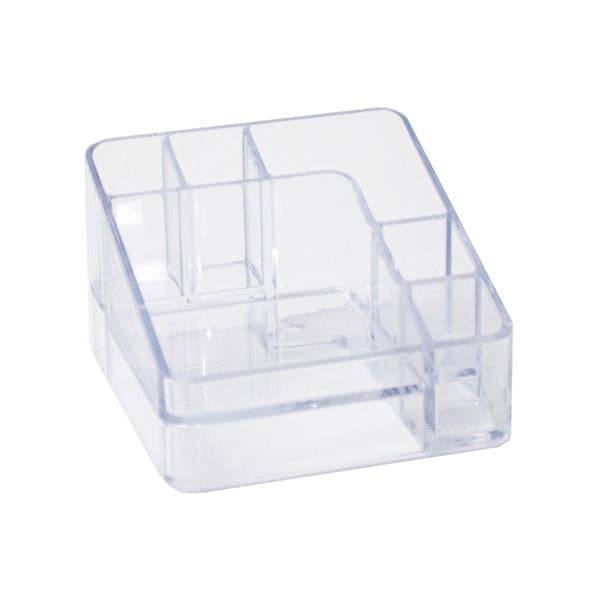Porta Cosméticos com 6 Divisórias Plástico Cristal 7,5x11,2x11,2cm Dello