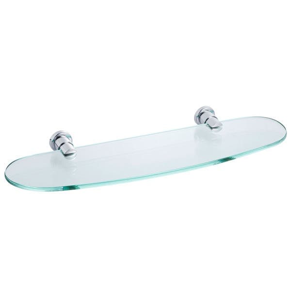 Porta Shampoo Reto Simples Parafuso Metal e Vidro Prata 3,50x45,50x14cm Casual Fabrimar