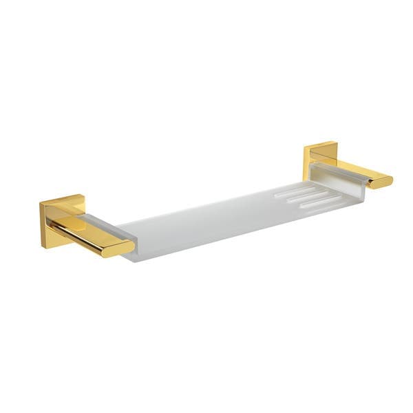 Porta Shampoo Reto Simples Parafuso Metal Gold 4,4x38,1x10cm Polo Deca