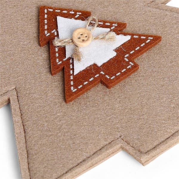 Porta Talher de Feltro para Mesa Natalina Clássica Árvore Marrom, Vermelha e Branca Chromus