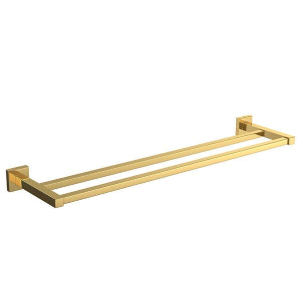 Porta Toalha Banho Barra Duplo Metal Gold Brilhante Quadratta Deca