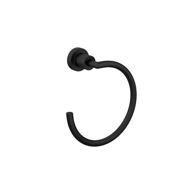 Porta Toalha Rosto Argola Simples Metal Black Matte Fosco Slim Deca