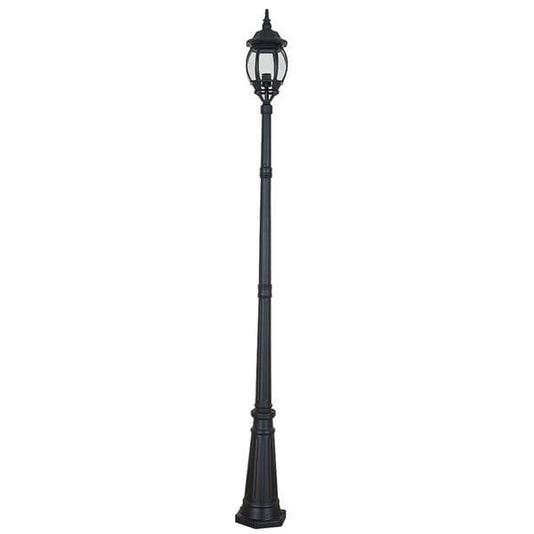 Poste de Jardim 1 Lâmpada Preto Metal e Vidro 2,4m IP43 Lille Biancoluce