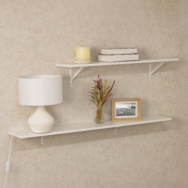 Prateleira de Madeira MDP Branca 90x20cm Decoração Spaceo