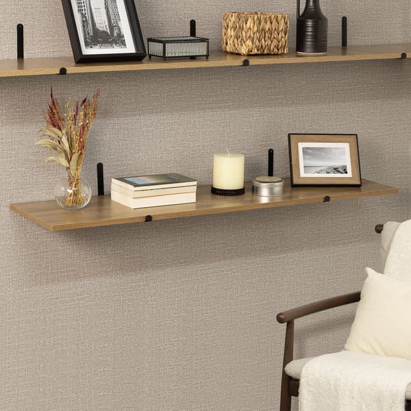 Prateleira de Madeira MDP Freijó 120x30cm Decoração Spaceo