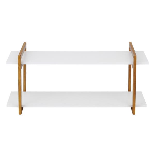 Prateleira Industrial de Madeira MDF Branca 80x25x35cm com Suporte Visível Astro Astral Design