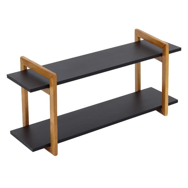 Prateleira Industrial de Madeira MDF Preta 80x25x35cm com Suporte Visível Astro Astral Design