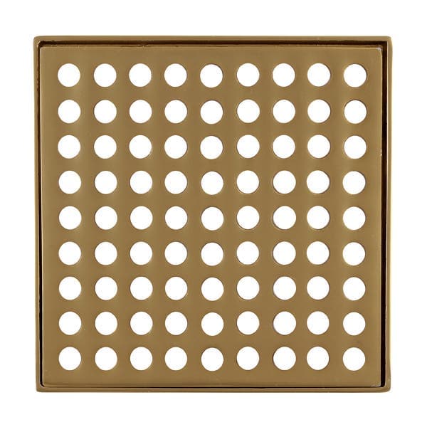 Ralo Simples de Banheiro 15x10cm Latão Dourado Fosco Quadrado Fani