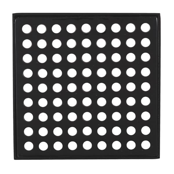 Ralo Simples de Banheiro 15x15cm Latão Preto Brilhante Quadrado Fani