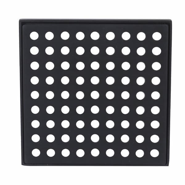 Ralo Simples de Banheiro 15x15cm Latão Preto Fosco Quadrado Fani