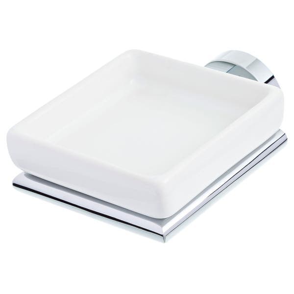 Saboneteira Parede Metal e Cerâmica Quadrada Slim Deca