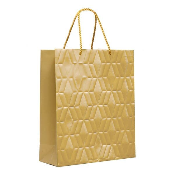 Sacola de Fibra e Papel Dourada Premium 70x15,5x26cm Cromus
