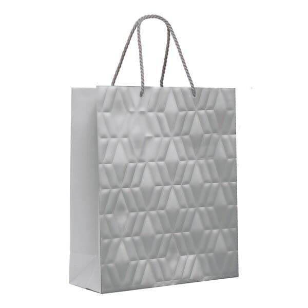 Sacola de Fibra e Papel Prata Premium 70x10,5x26cm Cromus