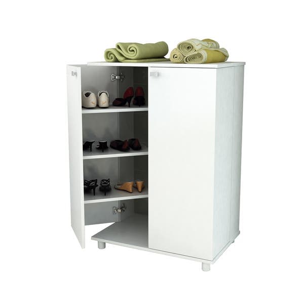 Sapateira 2 Portas 98x68x45cm Madeira Branca Tecno Mobili