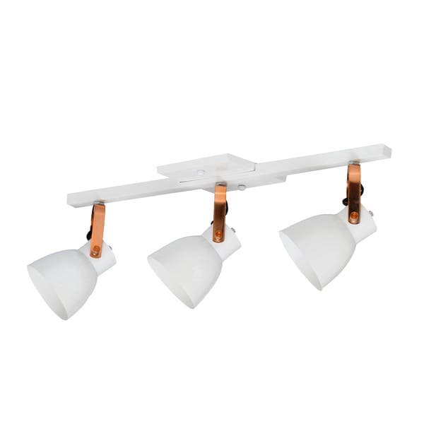 Spot Sobrepor Retangular 3 Lâmpadas Inspire Cruche Branco e Cobre