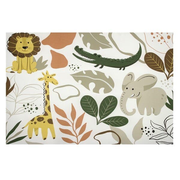 Tapete de Atividade Infantil Emborrachado Retangular 1,20x1,80m Kapazi Animal Safari Multicolorido