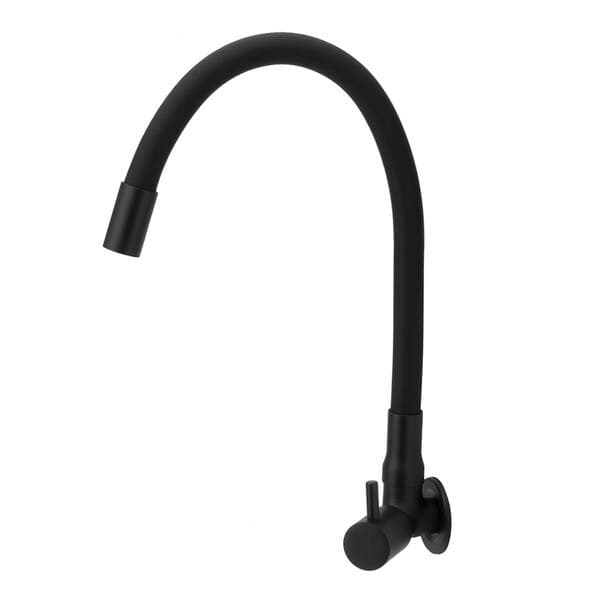 Torneira de Parede para Cozinha com Bica Alta Flexível Preta Fosca Color Stoc
