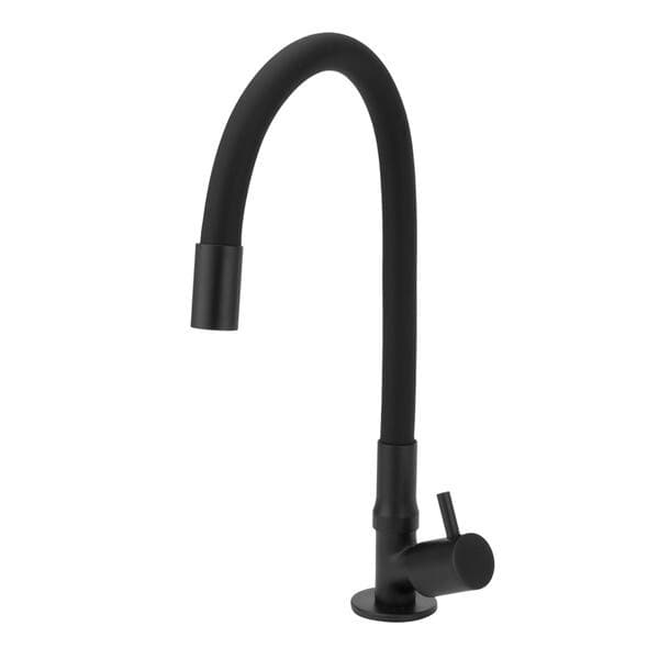 Torneira de Pia para Cozinha com Bica Alta Flexível Preta Fosca Color Stoc