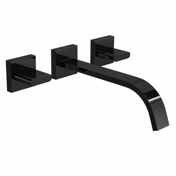 Torneira Misturador de Parede para Banheiro com Bica Reta Preta Brilhante Polo Deca
