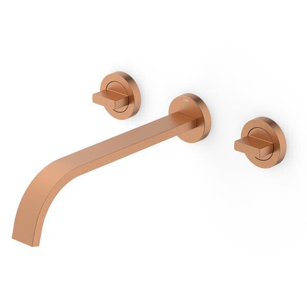 Torneira Misturador de Parede para Banheiro com Bica Reta Rose Gold Flow Celite
