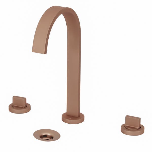 Torneira Misturador de Pia para Banheiro com Bica Alta Rose Gold Flow Celite
