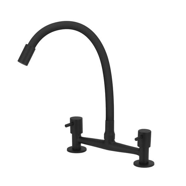 Torneira Misturador de Pia para Cozinha com Bica Alta Flexível Preta Fosca Color Stoc