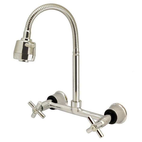 Torneira Misturador Gourmet de Parede para Cozinha com Bica Alta Flexível Cromada Gourmet Cruzeta Stoc