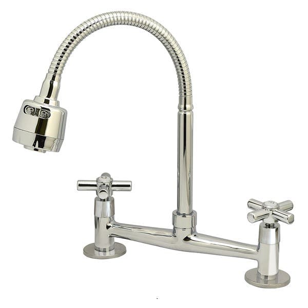 Torneira Misturador Gourmet de Pia para Cozinha com Bica Alta Flexível Cromada Gourmet Cruzeta Stoc