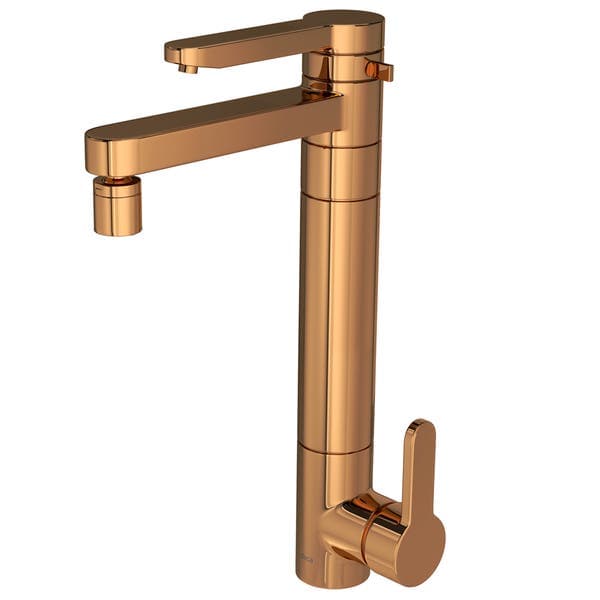 Torneira Monocomando com Filtro de Pia para Cozinha com Bica Alta Flexível Rose Gold Twin Deca