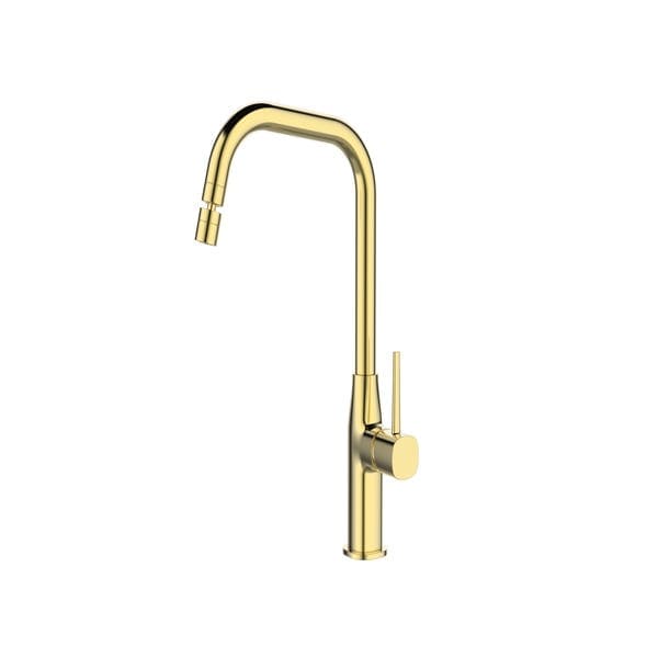 Torneira Monocomando Gourmet de Pia para Cozinha com Bica Alta Articulável Gold Mônaco Jiwi