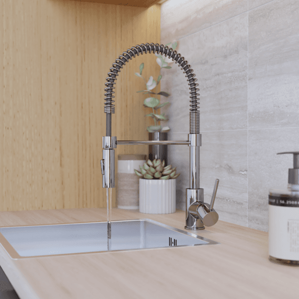 Torneira Monocomando Gourmet de Pia para Cozinha com Bica Alta Flexível Cromada Tomas Delinia