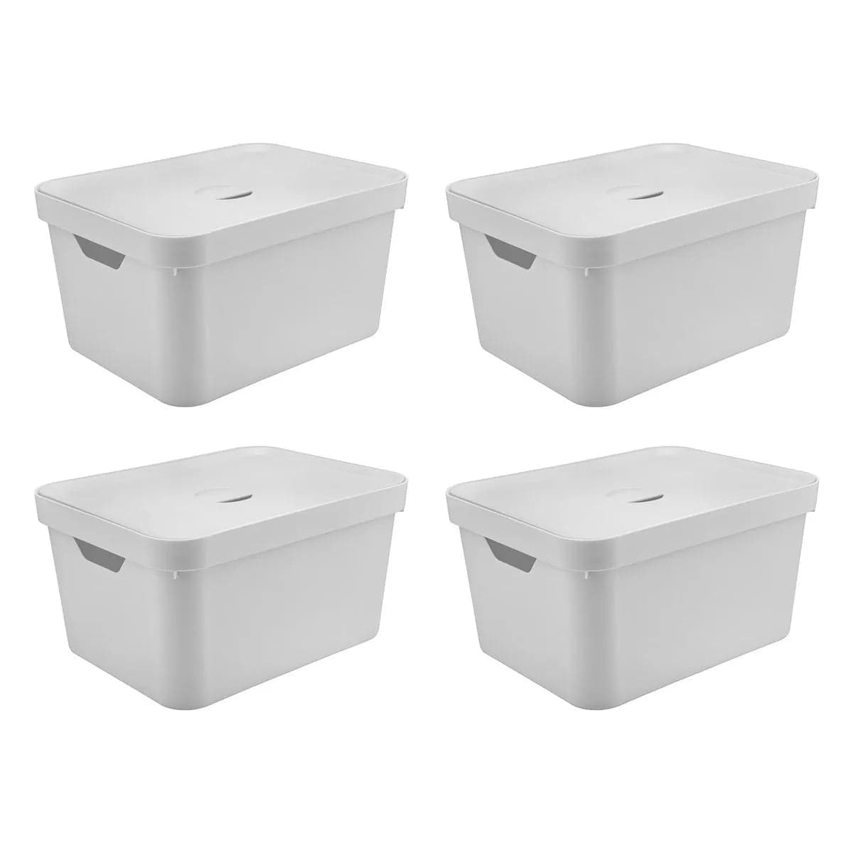 Kit de Caixas Organizadoras 32 Litros com Tampa Ou 4 Peças Linha Cube