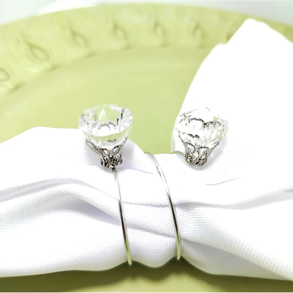 Argola para Guardanapo com Diamante 6 Peças Prata - Arts da Lô