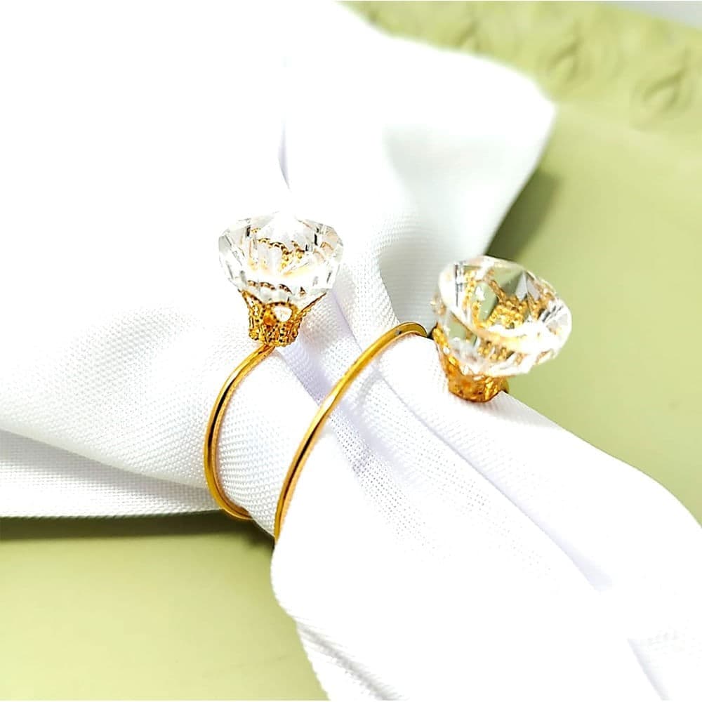 Argola Para Guardanapo Diamante 6 Peças Ouro - Arts da Lo