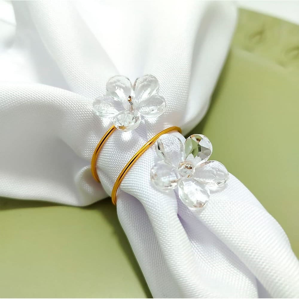 Argola Para Guardanapo Flores Dourado 6 Peças - Arts da Lo