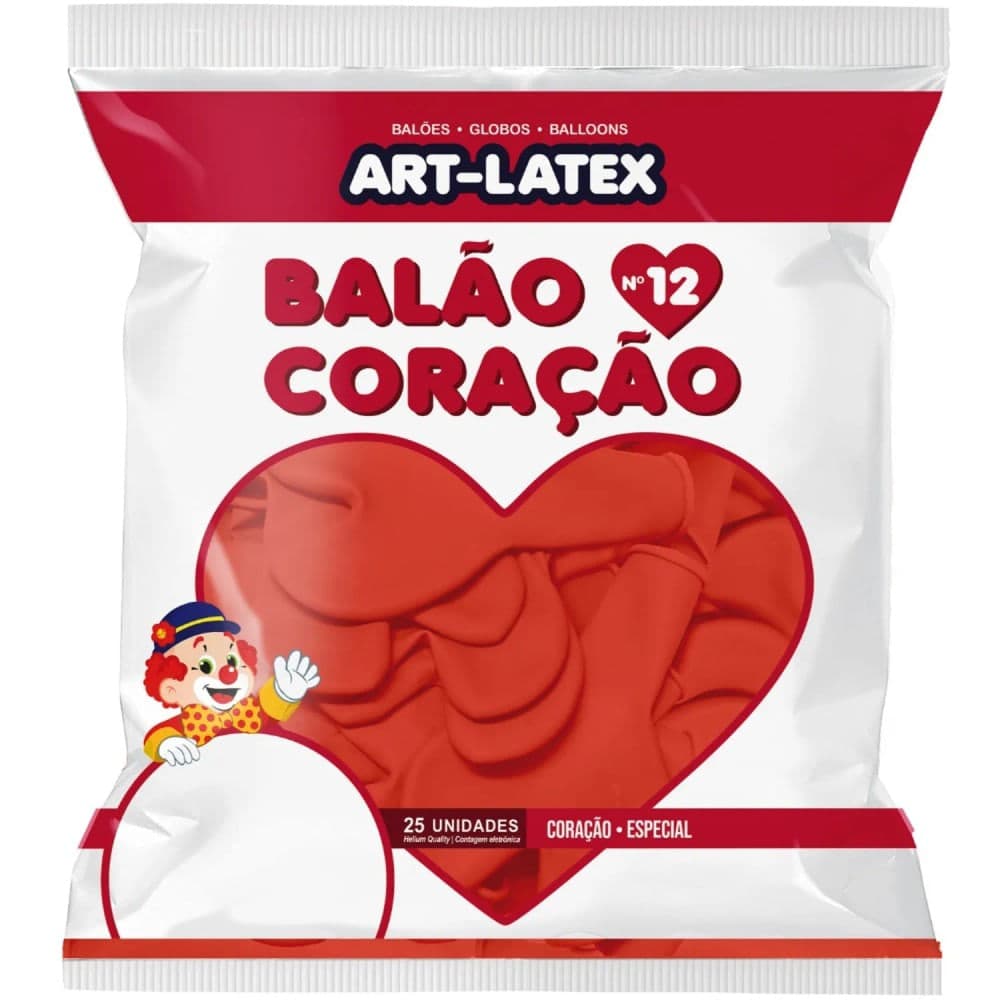 Balão Coração 25 Unidades 12 Vermelho - Art Latex