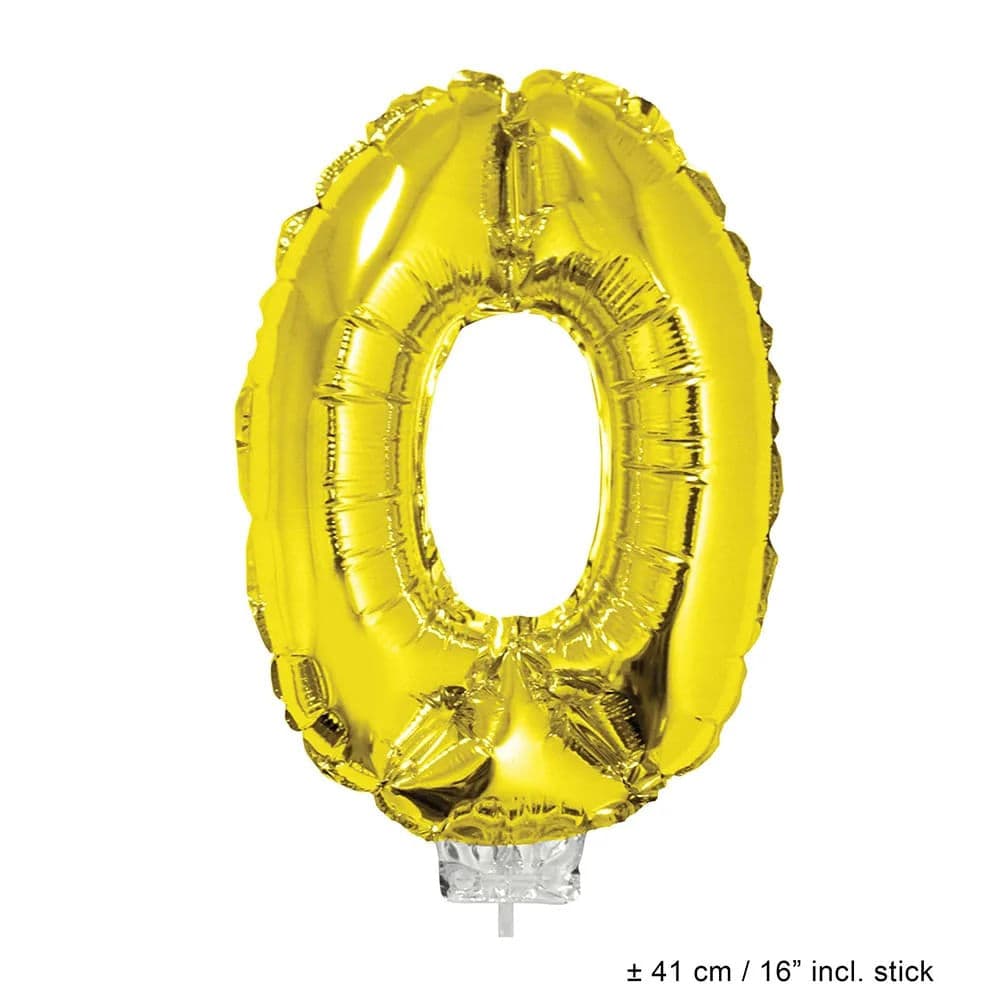 Balão Metalizado Número 0 Dourado 16" - Funny Fashion
