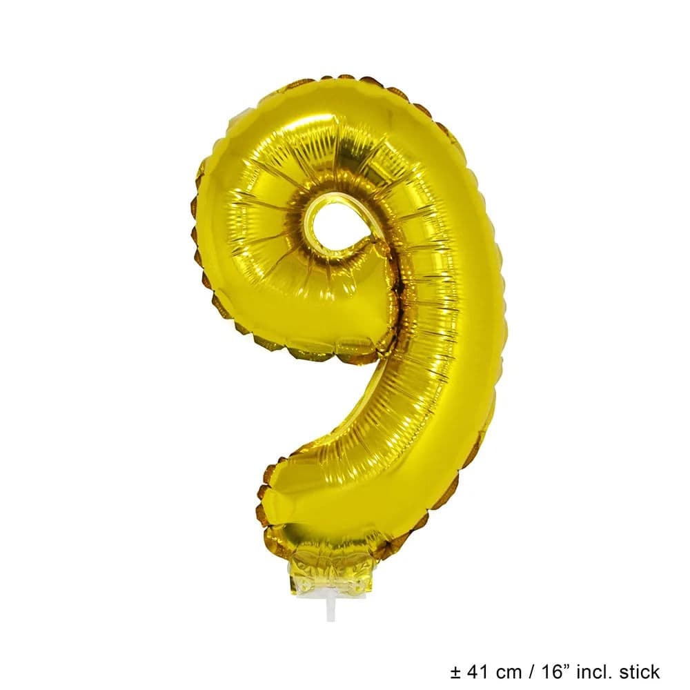Balão Metalizado Número 9 Dourado 16" - Funny Fashion