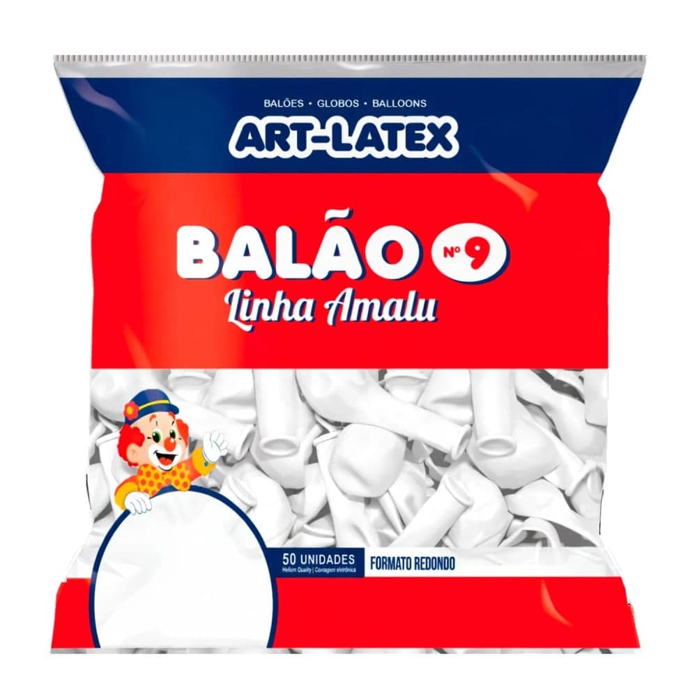Balão Redondo 50 Unidades 9" Branco Liso - Art Latex
