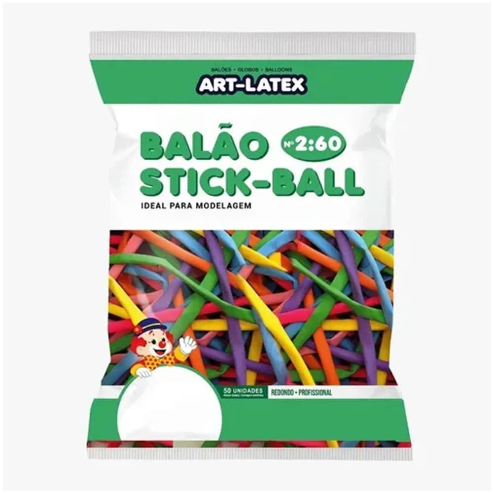 Balão Stick-ball 50 Unidades 2,6" Colorido - Art Latex