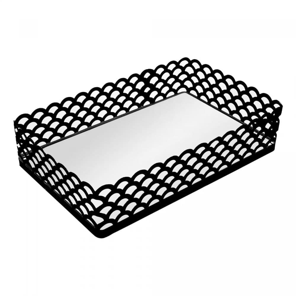 Bandeja De Metal Espelho Arles Preto 21 cm - Lyor