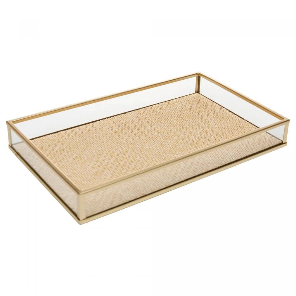 Bandeja Decorativa Toscana 30x20x3cm Dourada Metal - Wolff