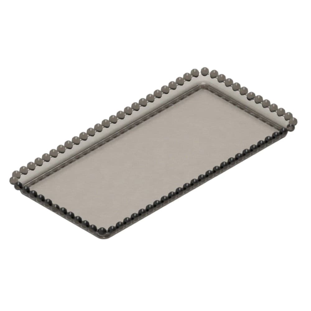 Bandeja Retangular 25x13cm Fumê com Preto - Honorio