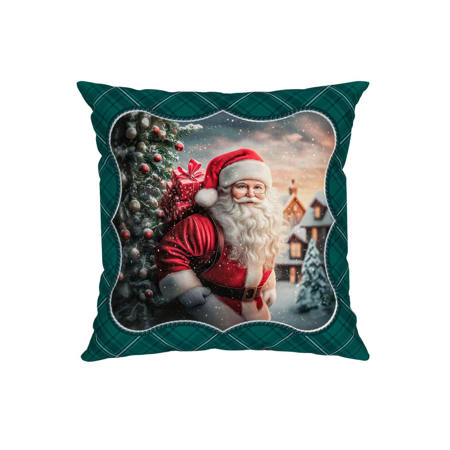 Capa de Almofada Natal 43x43cm Papai Noel Neve - Belchior Decor