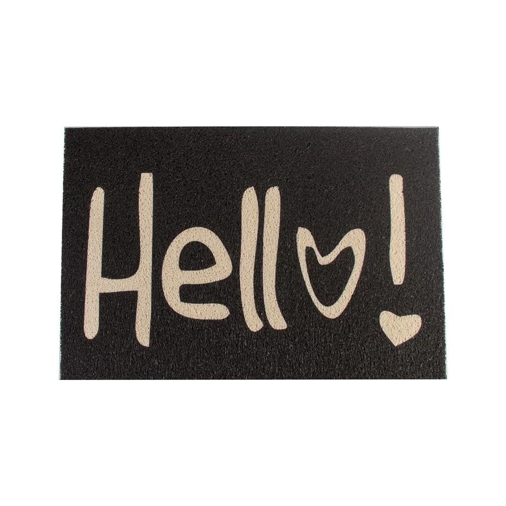 Capacho Retangular Hello Preto 40x60cm - Euro Mats