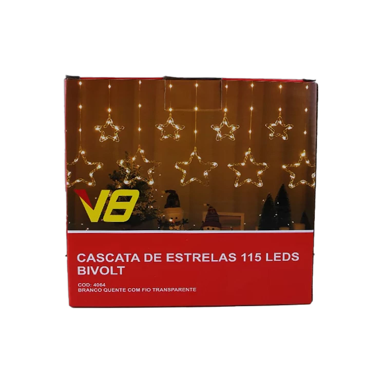 Cascata 115 Led Estrela Branco Morno 8 Funções - V8