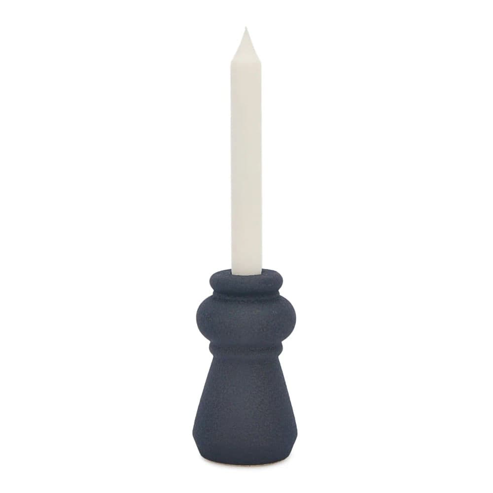Castiçal de Cerâmica Preto 13,5x7,5x7,5cm - Hub.me